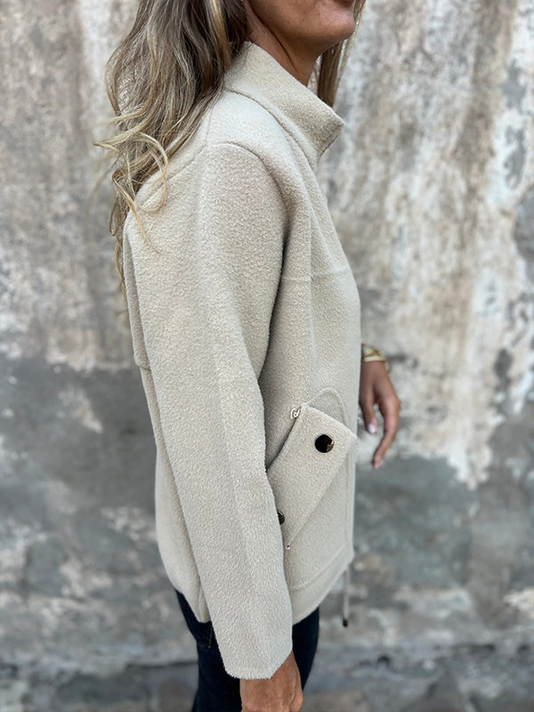 Casual Zipper Drawstring Jacket