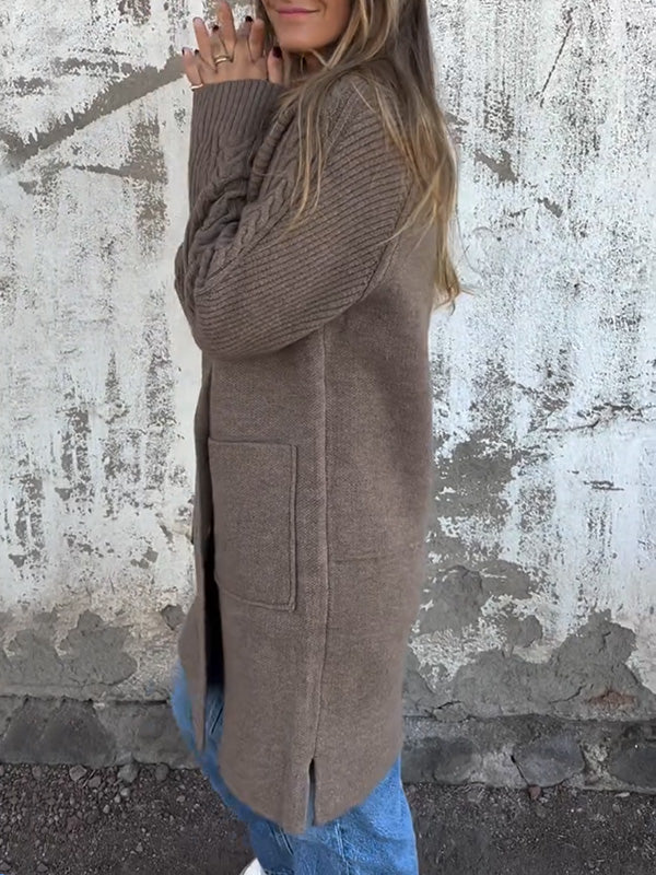Casual Ribbed Lapel Pocket Jacket