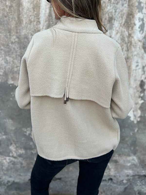 Casual Zipper Drawstring Jacket