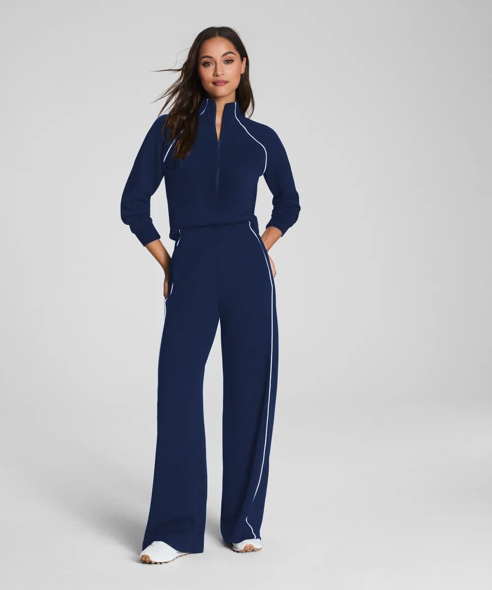 Everyday Pique Half-Zip Jumpsuit
