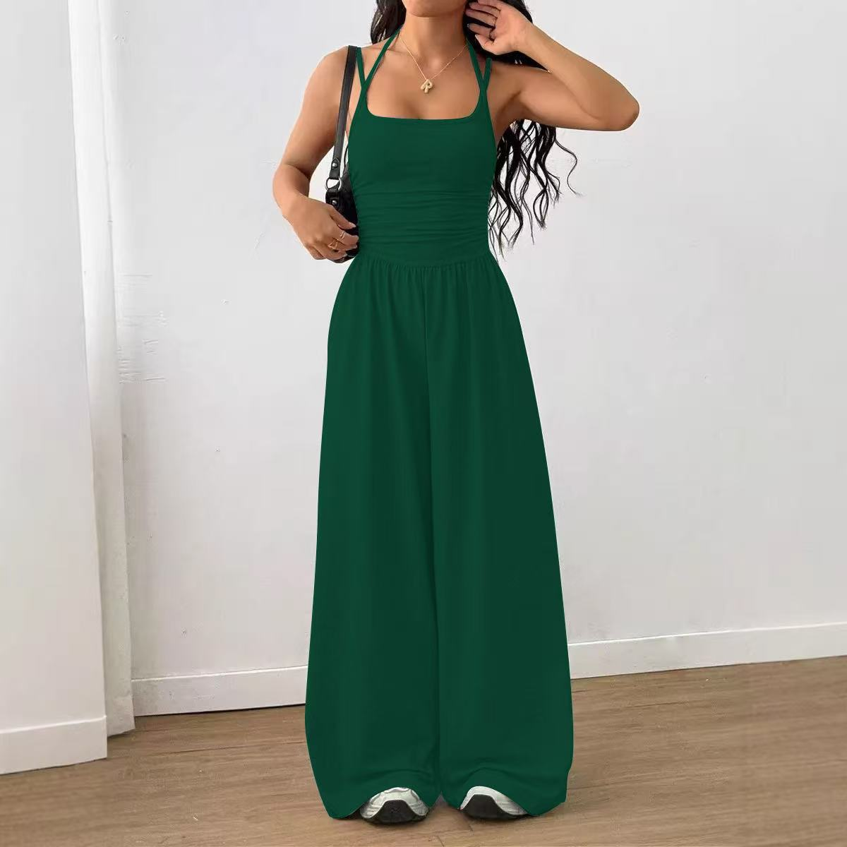 ☀️ Women's Summer Jumpsuit – Thin Straps, Fitted Waist, Wide Legs, Breathable and Slim Fit