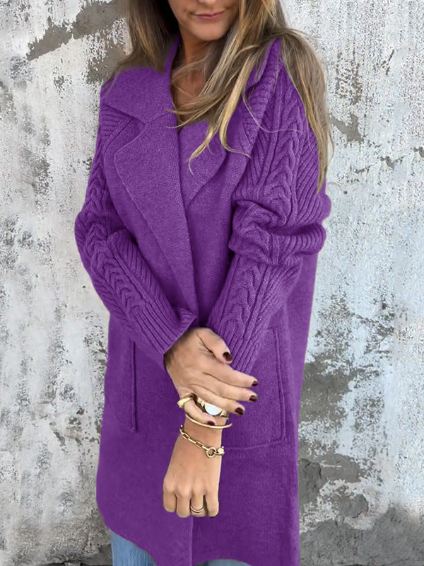 Casual Ribbed Lapel Pocket Jacket