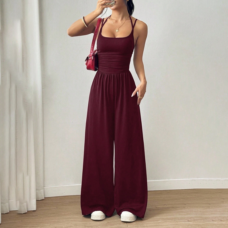 ☀️ Women's Summer Jumpsuit – Thin Straps, Fitted Waist, Wide Legs, Breathable and Slim Fit