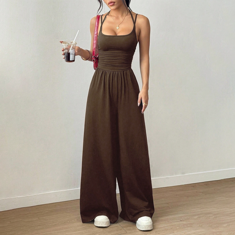 ☀️ Women's Summer Jumpsuit – Thin Straps, Fitted Waist, Wide Legs, Breathable and Slim Fit