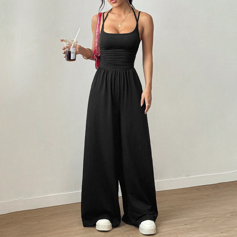 ☀️ Women's Summer Jumpsuit – Thin Straps, Fitted Waist, Wide Legs, Breathable and Slim Fit